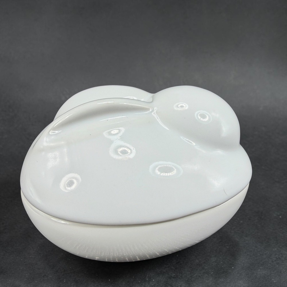 Pottery Barn Easter White Ceramic Bunny Rabbit‎ Lidded Candy Dish Small Canister